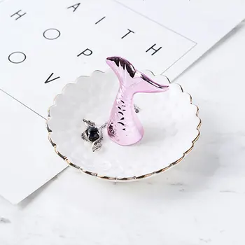 

Purple Mermaid Tail Ring Dish Ceramic Jewelry Dish Holder Decorative Trinket Tray Vanity Home Decor Unique Wedding Birthday Gift