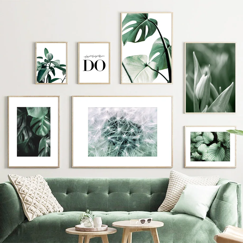 

Green Plant Big Leaves Dandelion Nature Wall Art Canvas Painting Nordic Posters And Prints Wall Pictures For Living Room Decor