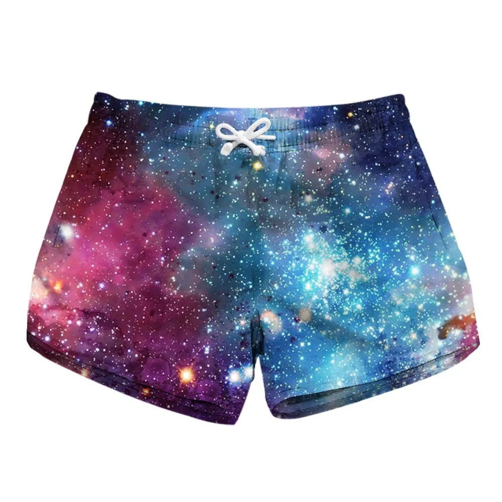 Summer Women Beach Shorts Thin Loose Sports Short Pant With Pocket Galaxy 3D Print Quick Dry Surfing Board Trunks Swimsuit Femme football board soccer for sports useful coaches competition game writing match an fittings