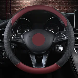 Black Artificial Leather Steering Wheel Cover  Hand-stitched Car Steering Wheel Cover for Mazda 2 2008-2014