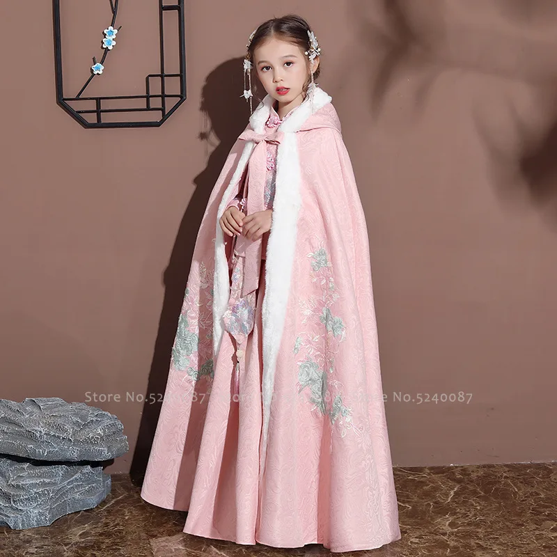  Chinese Traditional Baby Girls Embroidery Cloak Hanfu Children Princess Formal Dress Kids Ancient S