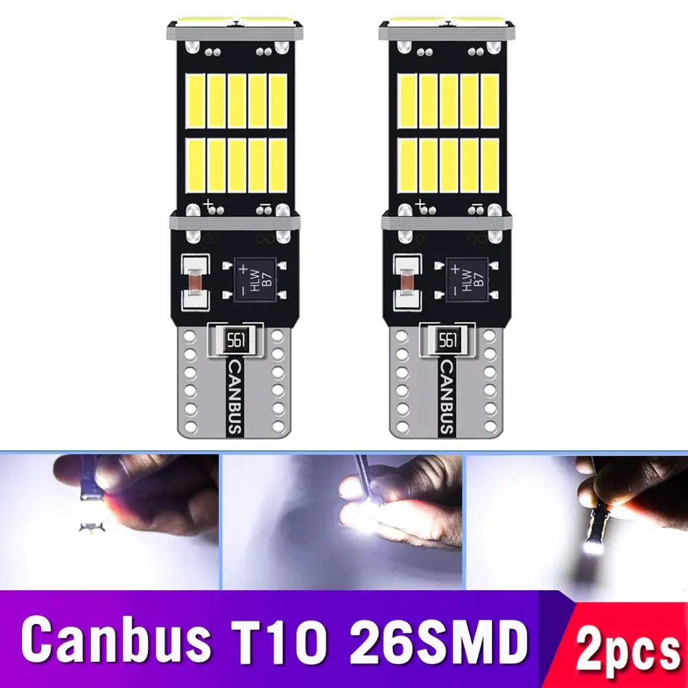 2x T10 W5W 4014 26SMD 194 168 Car LED Replacement Bulbs Lights Canbus Daytime Running Light Auto Lamp Interior Dome White | Автомобили и