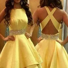 A-Line/принцесса без рукавов совок бисером атласные Короткие/Мини-платья