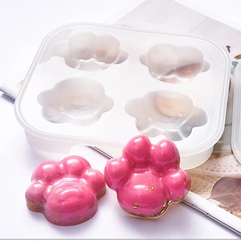 

Crystal Epoxy Resin Mold 4 Cavity Cartoon Cat Claw Cake Casting Silicone Mould DIY Crafts Baking Tool