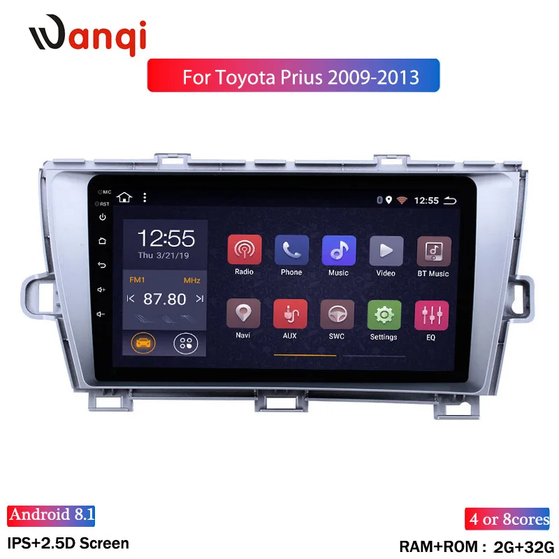 2.5D 2 Гб ОЗУ 32 ПЗУ 9 дюймов Android 8 1 GPS-навигация Радио для 2009-2013 Toyota Prius с Bluetooth USB WIFI |