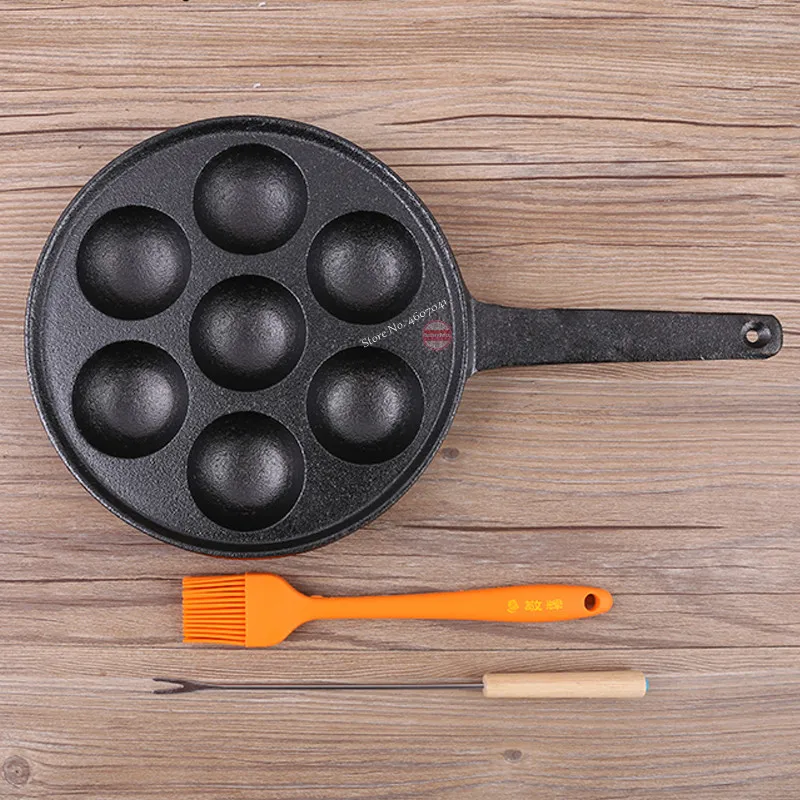 7 отверстий чугунная сковорода Takoyaki устройство для приготовления такояки 5 см