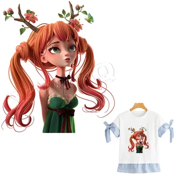 

Realistic Girl Parches Cartoon Girl Fashion Diy Accessory Stickers Clothes Iron On Heat Transfer Iron On Patches