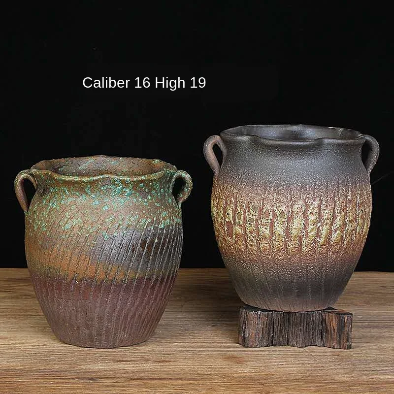 

Large-caliber Stoneware Breathable Earthenware Pot Retro Succulent Flower Pot Large Creative Lao Zhuang Master Pot Floor Bonsai