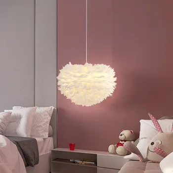 

Nordic INS Feather Light Post-modern Style Warm Feather Chandelier Creative Wedding Room Bedroom Kids Room Lights Decor Hanging