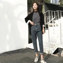 Черные джинсы женские с высокой талией haren Брюки Джинсы женские Большие размеры джинсы синие осенние штаны шаровары брюки женские повседневные джинсовые брюки