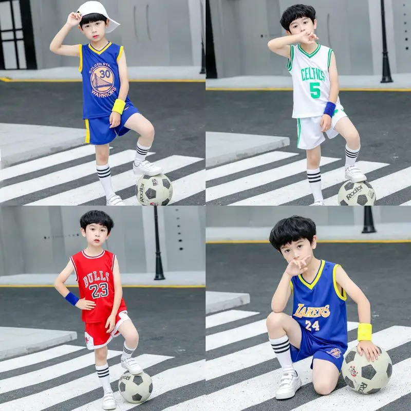 NBA Children Basketball Clothes Suit BOY'S Summer Vest Two-Piece Set School Costume Jersey New Multi