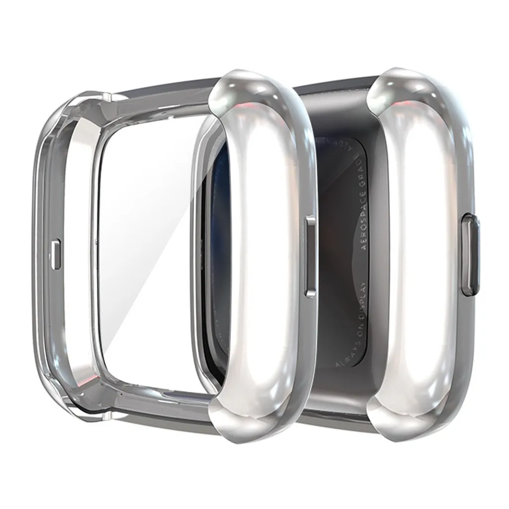 25# мягкие чехлы из термополиуретана Чехлы для Fitbit Versa 2 полный экран силиконовые серьги Чехол для Fitbit Versa 2 Smartwatch чехол - Цвет: Silver
