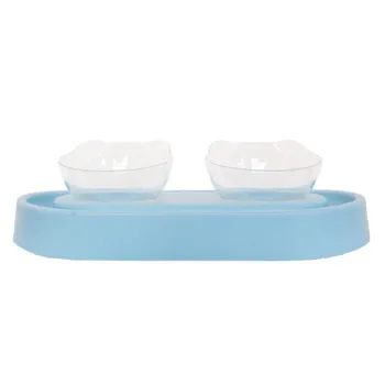 

Cat Ear Shape Cat Food Bowl Protection Cervical Pet Bowl Spine Adjustable Angle Oblique Double Bowl Durable