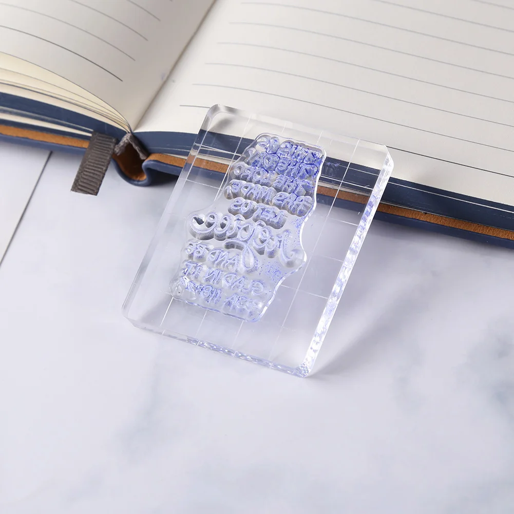 Transparency Acrylic Block with Grid Line DIY Seal Stamp Position Clear Stamping Tool for Scrapbooking Album Embossing Decor acrylic stamp block