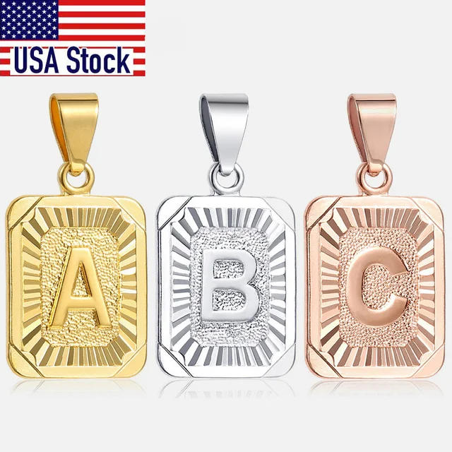 Trendsmax Initial letter Pendant Necklace a b c Charm Gold Color Capital Letter necklace for Women girl Alphabet Jewelry GPM05A