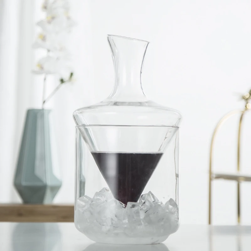 Glass Wine Decanter Creative Ice Bucket Ice Jug Wine Set Home Bar Supplies Whiskey Bottle Decanter Jug Pourer Aerator