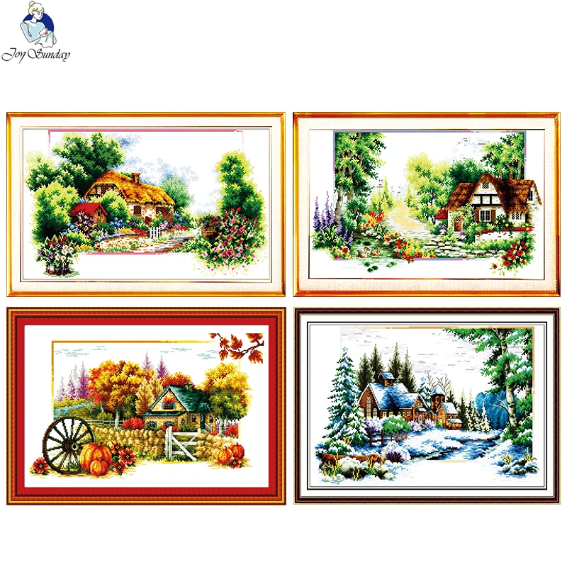 Four Seasons Series Embroidery DMC Cotton Thread Cross Stitching