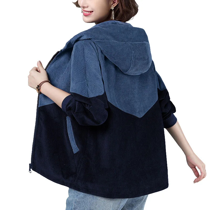 

Женская Вельветовая куртка с капюшоном, размеры до 4XL