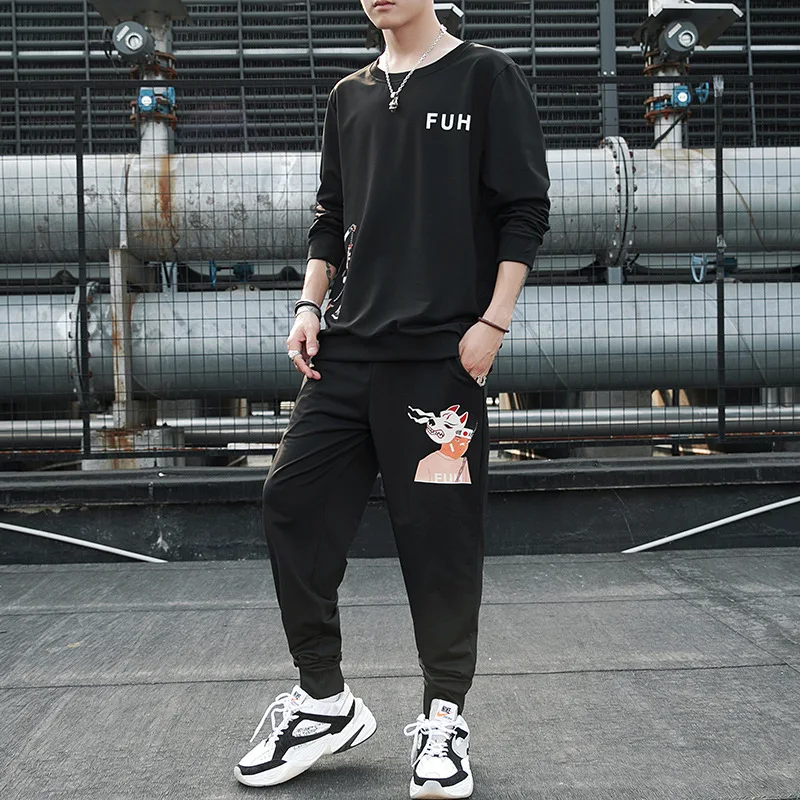 

MEN'S Hoodie Set Autumn New Style Men Casual Sports Clothing Two-Piece Set Cool Set Men'S Wear