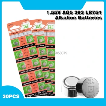 

30pcs AG5 Alkaline Bateria Coin Cells D309 D393 G5 LR48 LR754 RW28 G5A L754 SR48 SR754 SR754W 15 48 193 309 393 546 393A Button