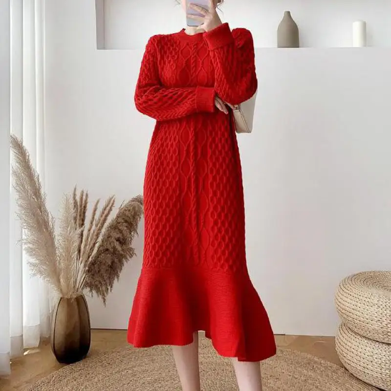 

Maternity Sweater Dress Autumn Winter Sweater Super Fairy Long Fishtail Over Knee Knitted Pregnant Dress Sweater Dress 1661059