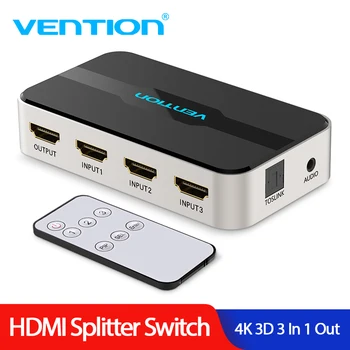 

Vention HDMI Splitter 3 x 1 4K 3 Port HDMI Switcher 3 in 1 Out Switch HDMI with Toslink Audio 3D 2160P For Xbox 360 PS4 Smart TV