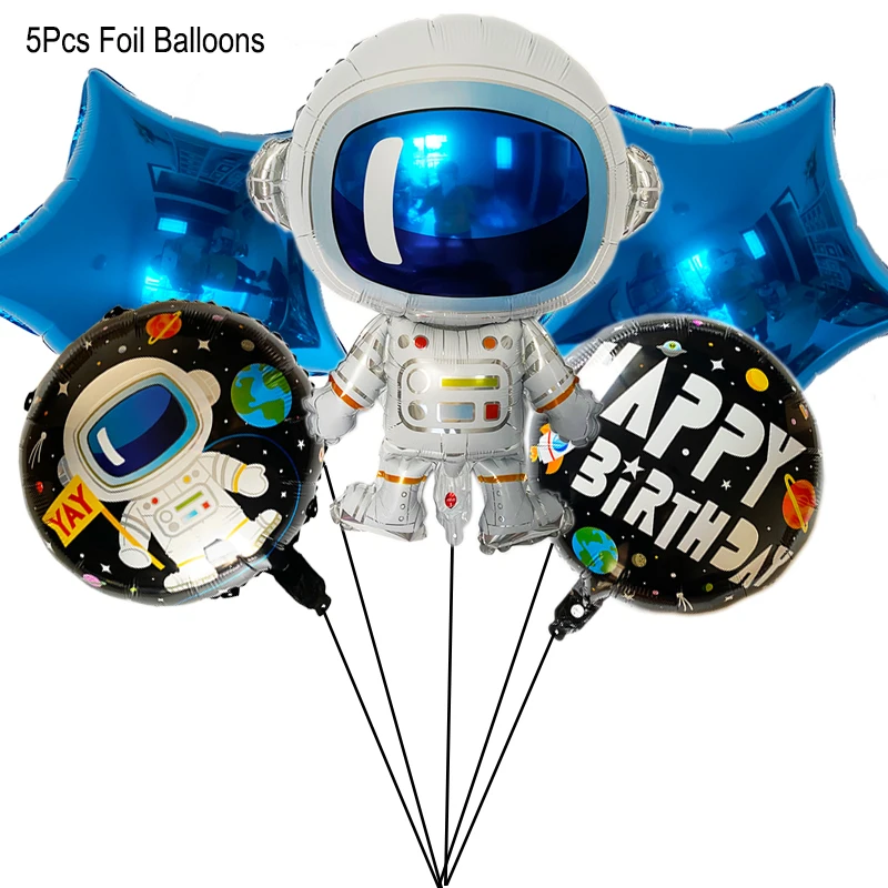 thumbnail image 1 of Kit de bricolaje de guirnalda de globos del espacio exterior, planetas, cohetes, astronautas, globos de aluminio, telón de fondo, suministros para fiesta de cumpleaños con temática espacial para niño, 1 of 5