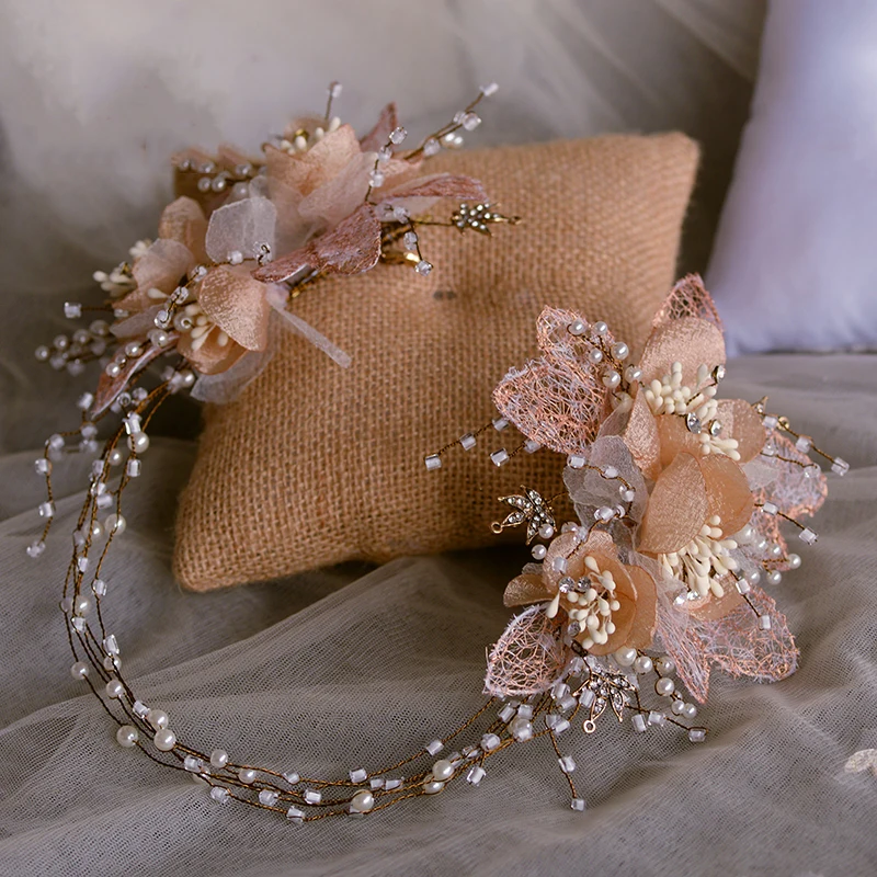 HIMSTORY ручной работы ретро Европейский бисером Свадебная вечеринка вечерняя повязка на голову с жемчужным цветком свадебные аксессуары для волос