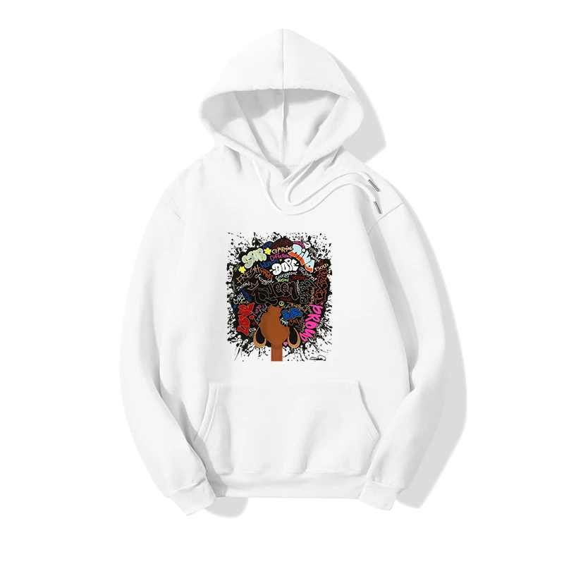 

2020 New Autumn / Winter Fleece Hoodie Women 's Street Graffiti Head Print Long Sleeve Loose Top