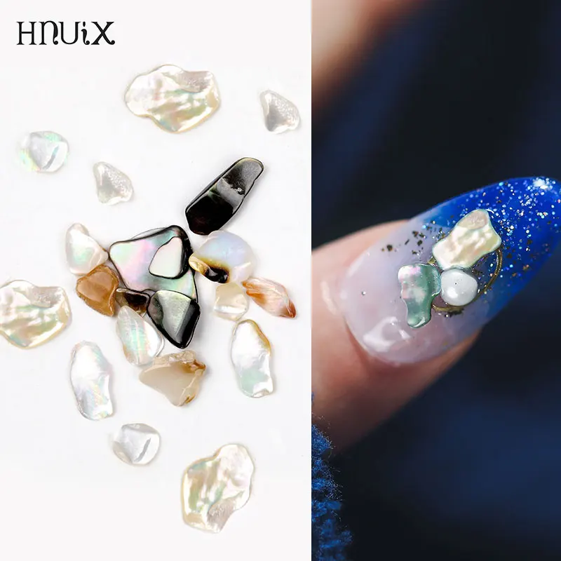 HNUIX 1 Box Shell Stone Nails Art Glitter for Nail UV Gel Nail Polish Flakies Decoration Nail Accessories