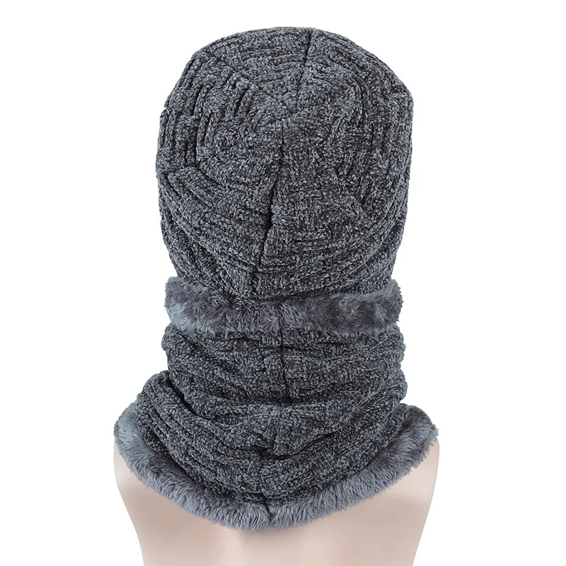 На меховой подкладке зимняя Шапки для Для мужчин Skullies теплая шапка бини Для женщин вязаная шапка; шарф комплект Высокое качество шапки бини шапки капот