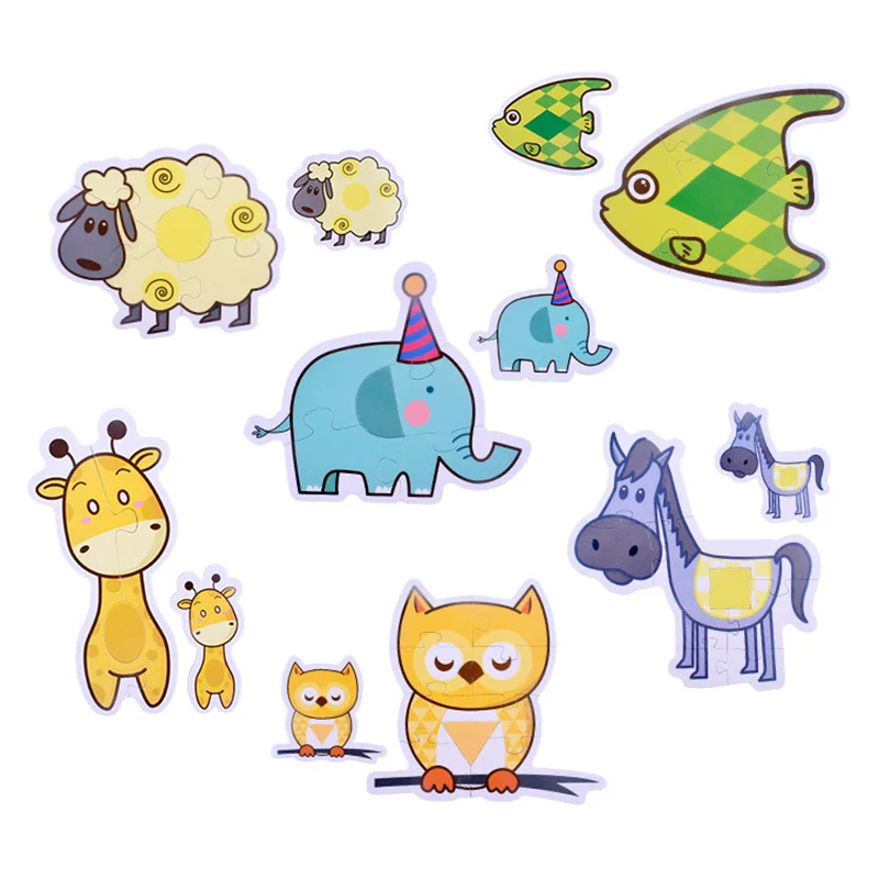 Бумажные головоломки для детей Детские Мультяшные животные/Развивающие головоломки движения игрушка