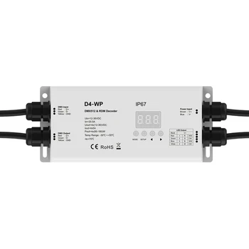 

IP67 waterproof DC5~36V 5A 4CH PWM constant voltage CV DMX decoder DMX512 LED Controller for RGB RGBW led strip lights Tape lamp