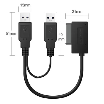 

USB2.0 to 6+7 13Pin Slimline Slim SATA Cable With External USB 2.0 Power Supply For Laptop CD-ROM DVD-ROM ODD Adapter Converter