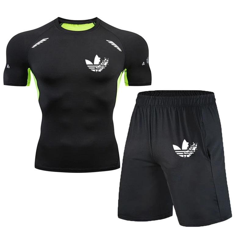 

2pcs/set High Quality Men's Tracksuits Gym Fitness Compression Clothing suits Running Jogging Sport Wear Exercise Workout Tights