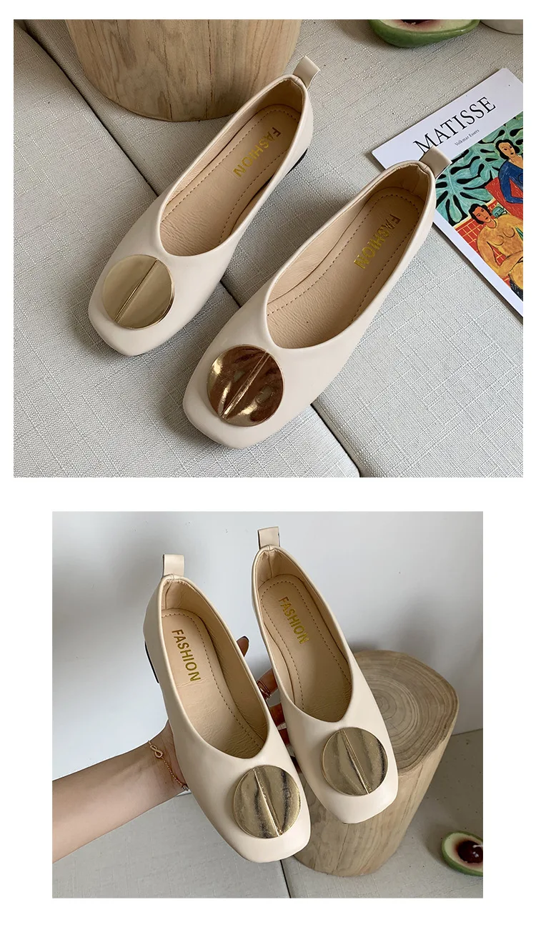 Женские туфли-лодочки Zapatos de mujer; модные однотонные тонкие туфли с металлическим украшением; повседневные женские лоферы