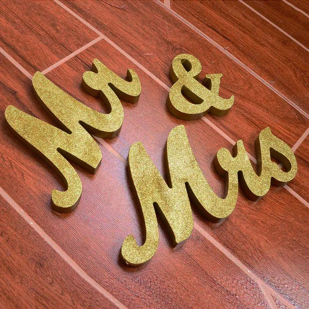 Практичный бутик большие винтажные изысканные серебряные/Золотые вывески Mr& Mrs деревянные настольные буквы для свадьбы Милая вкладка