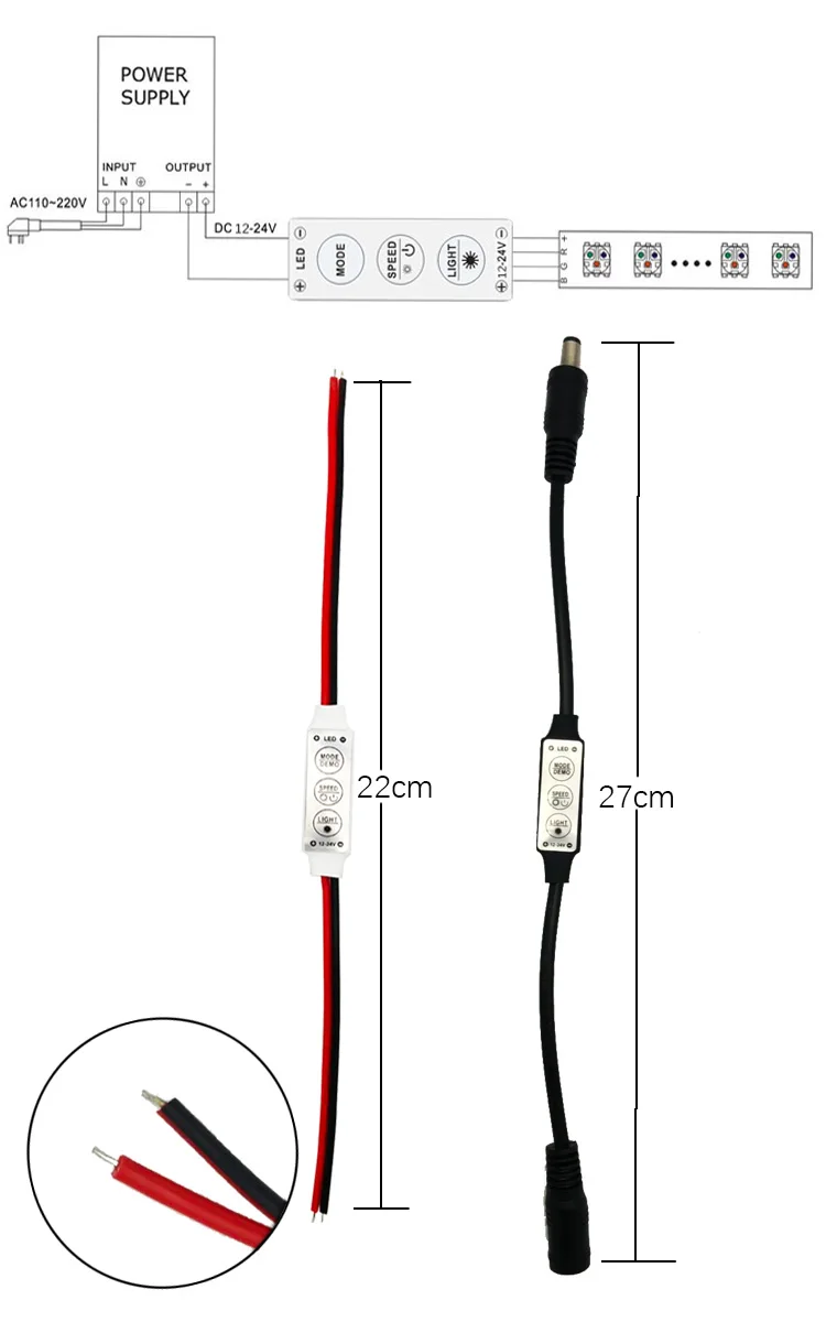 12 V-24 V Mini 3 ключа одинарный RGB Цвет светодиодный контроллер Яркость диммер для 2835 3528 5050 светодиодный полосы света