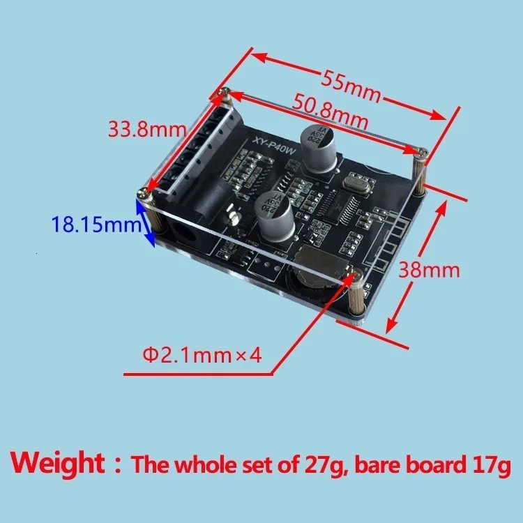 Bluetooth 5,0 стерео аудио усилитель мощности доска 40Wx2 Bluetooth приемник DC 12/24V питания XY-P40W