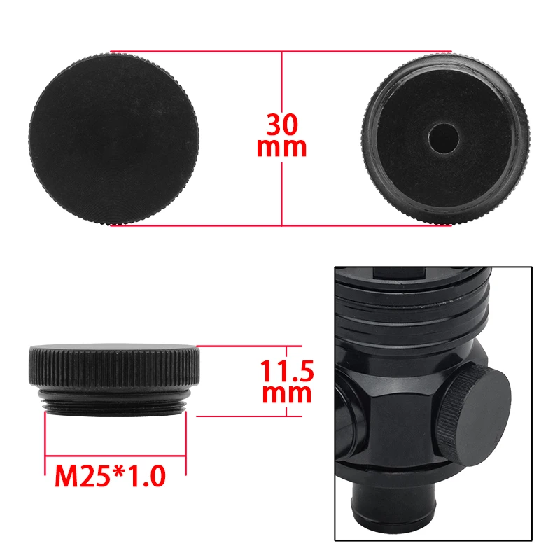 Universal Racing Turbo 25mm Black Aluminum Diesel Blow Off Valve 3-in-1 Turbo Wastegate BOV Dump Valve for Car, High Performance