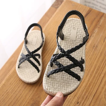 

Fashion Children's Shoes 2020 Summer Sandals For Girl Roma Cross wove Princess Shoes Korea Style Girls Sandals Kids Beach Shoes