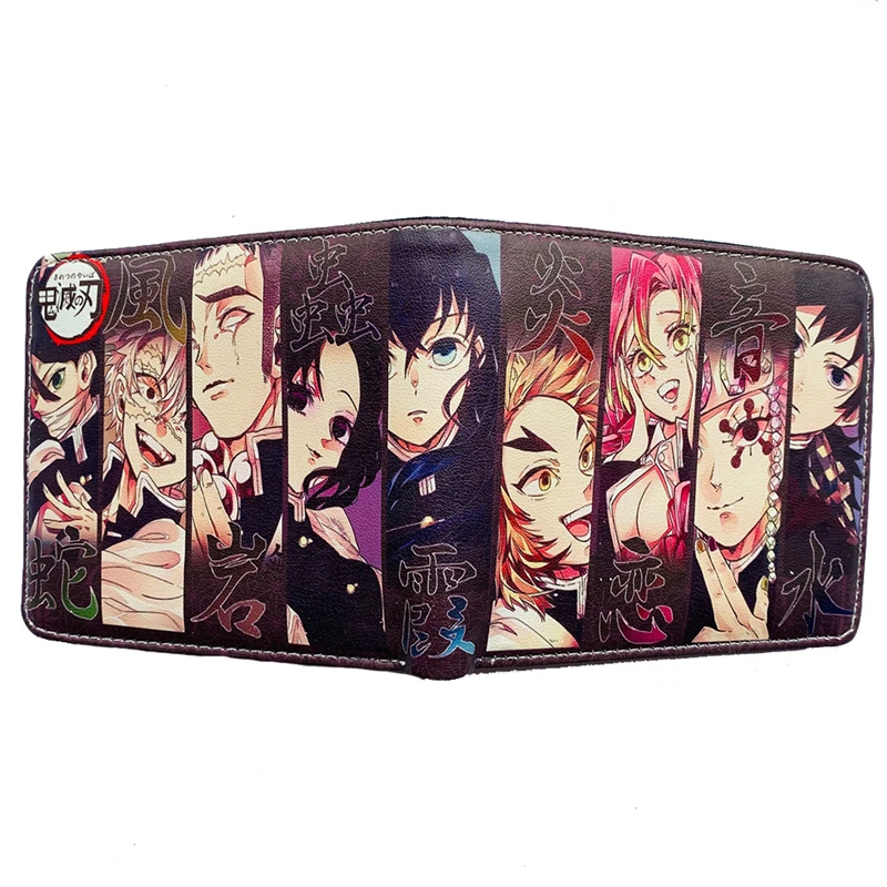 Anime Demon Slayer Kimetsu No Yaiba Tanjiro Kamado Leather Short Purse With Coin Pocket  Card Holder 