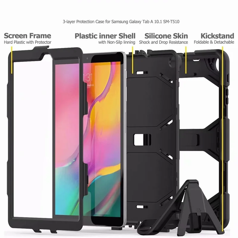 Чехол для Samsung Galaxy Tab A 10,1 SM-T510 T515 чехол Tab A 10,1 детский безопасный резиновый силиконовый ударопрочный армированный чехол с подставкой