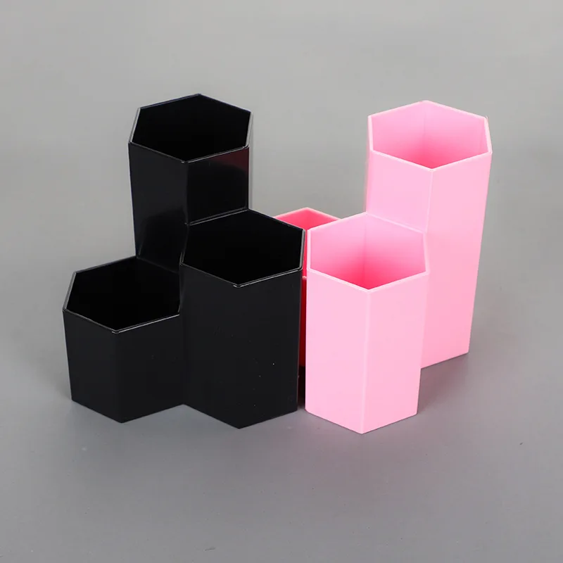 Creative Hexagonal Penholder Stationery Korean Version Compact Plastic Desktop Receptacle Box For Student Office Supplies