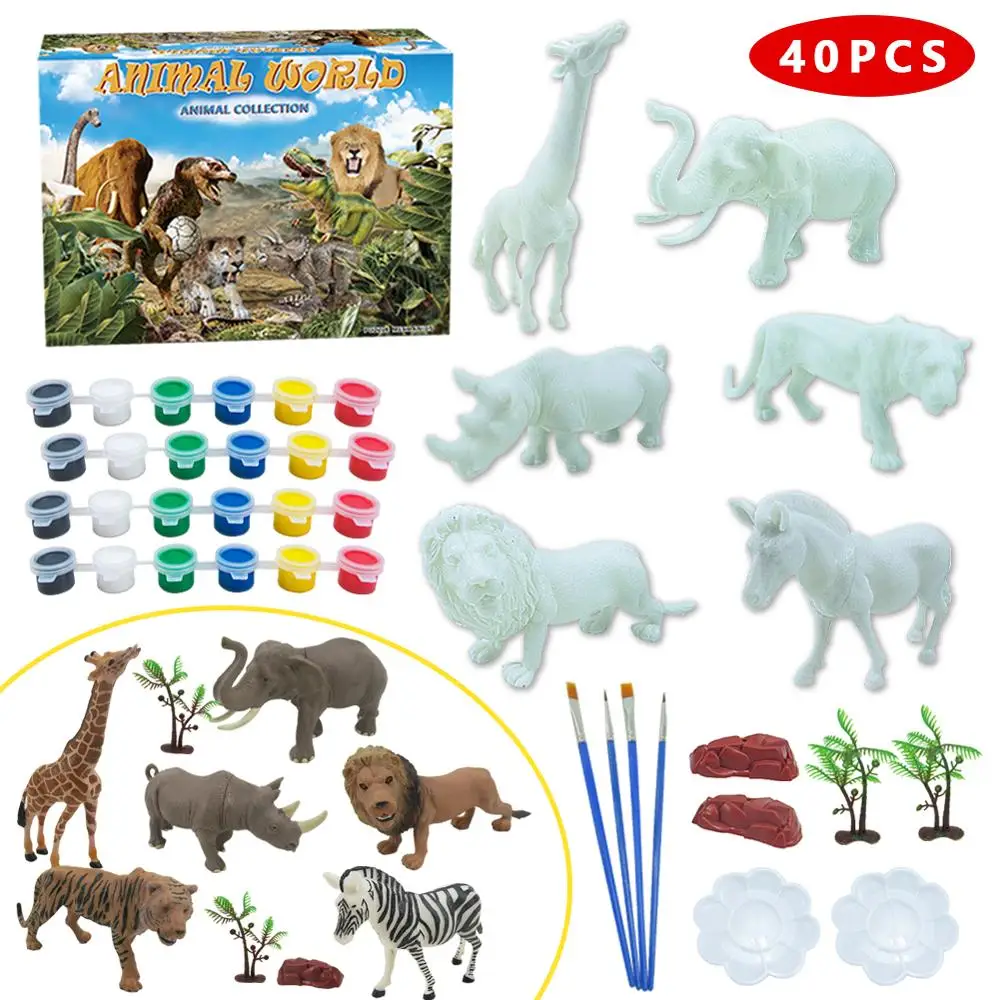 Toy-Set Model Painting Drawing Animal Diy-Color Girls Kids Children 3D for Boys Graffiti