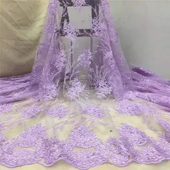 

Embroidery French Net Lace Fabric High Quality Lilac Tulle Lace African Lace Fabric for Nigerian Party