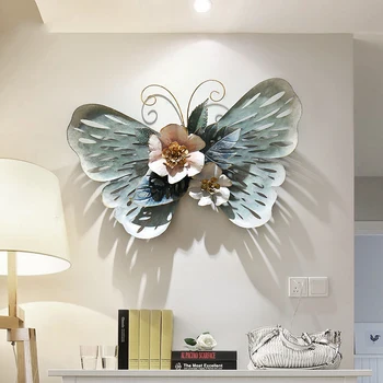 

Europe Wrought Iron Wall Butterfly Craft Decoration Metal Ornament Restaurant Hotel Home Sofa Background Wall Murals Accessories