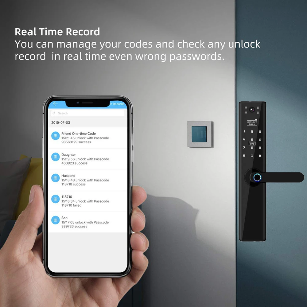 ACCKIP Wifi электронный дверной замок с удаленно биометрическими смарт-карт с отпечатками пальцев пароль ключ разблокировка с камерой