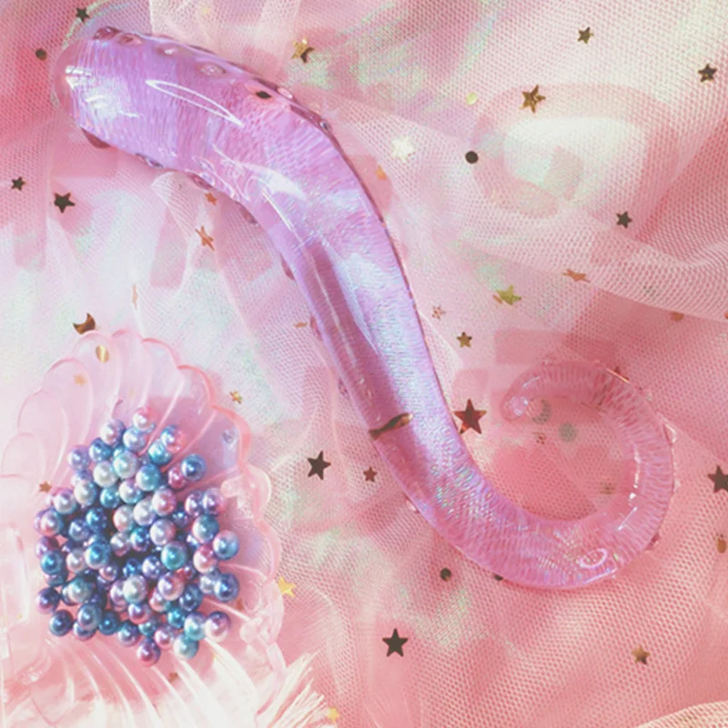 Discount Offer for  YSLS Seahorse Crystal Pink Pyrex Glass Dildo Artificial Penis Granule and Spiral G Spot Simulator A