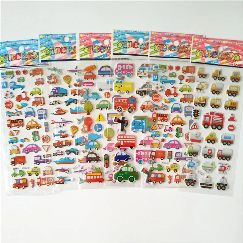 

6 Sheets Cartoon Happy Express Track Cars stickers for Classic Toys 3D Scrapbook Sticker Kids School Reward Christmas Gift